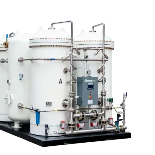 "Gamma Gasses On-Site Nitrogen Generator (GNV) installed in an industrial facility, showcasing its compact design."